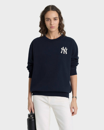 Sporty & Rich Heritage Yankees Serif Crewneck - Navy/White