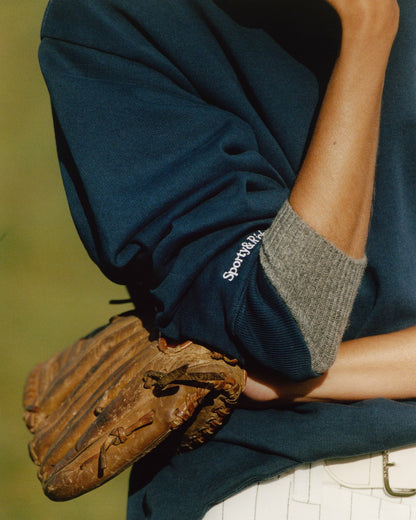 Sporty & Rich Heritage Yankees Serif Crewneck - Navy/White