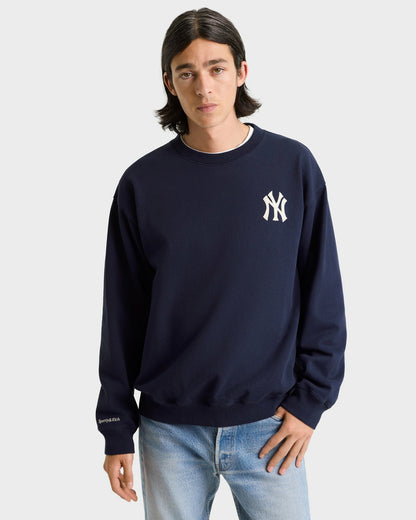 Sporty & Rich Heritage Yankees Serif Crewneck - Navy/White