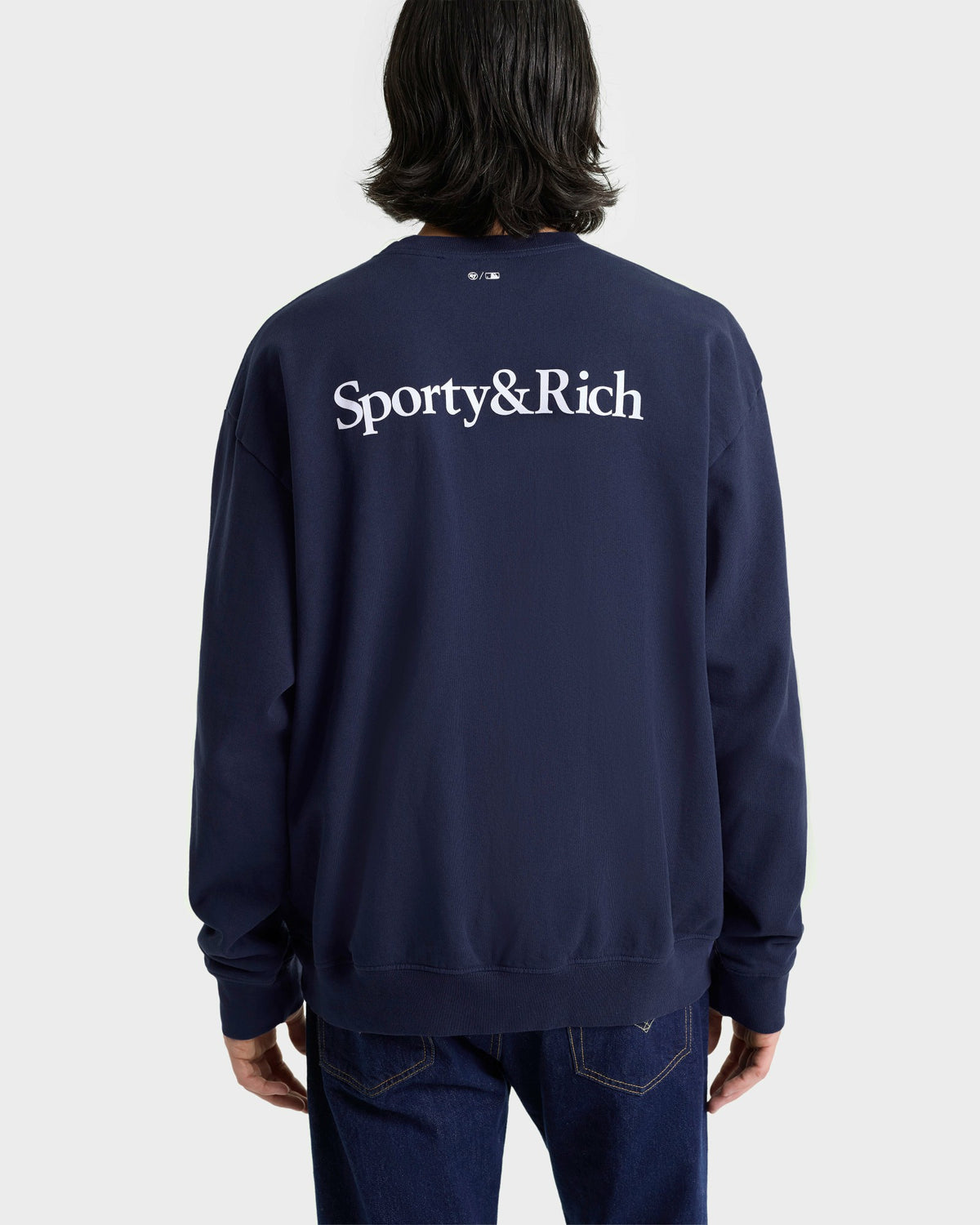 Sporty & Rich Yankees Serif Crewneck - Navy/White