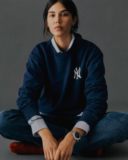 Sporty & Rich Yankees Serif Crewneck - Navy/White