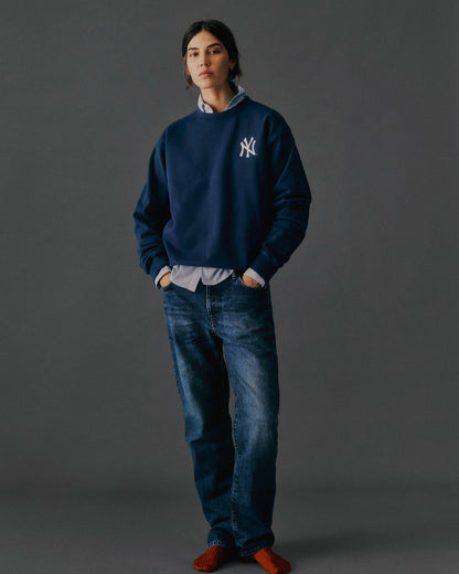 Sporty & Rich Yankees Serif Crewneck - Navy/White