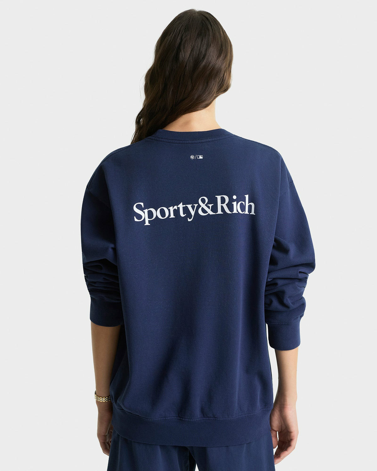 Sporty & Rich Yankees Serif Crewneck - Navy/White