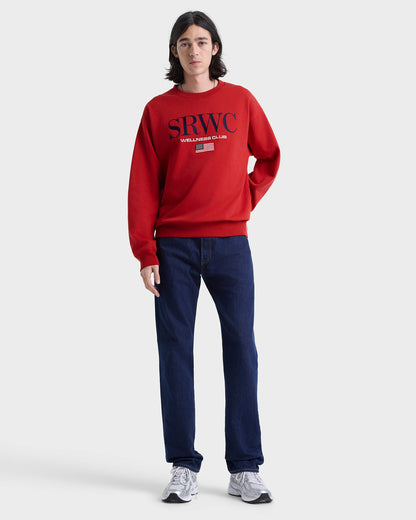 Sporty & Rich Nautical Embroidered Crewneck - Ruby/Navy