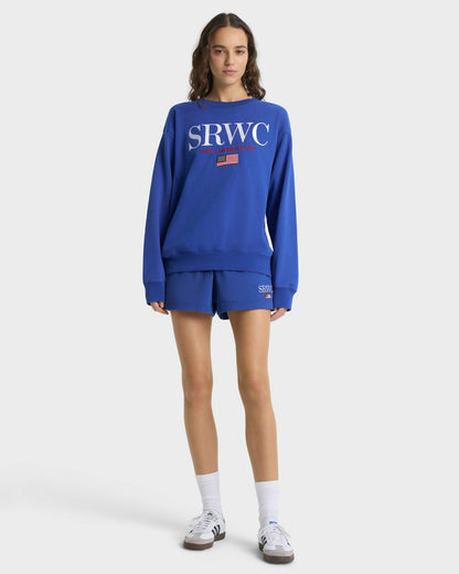 Sporty & Rich Nautical Embroidered Crewneck - Team Blue/White
