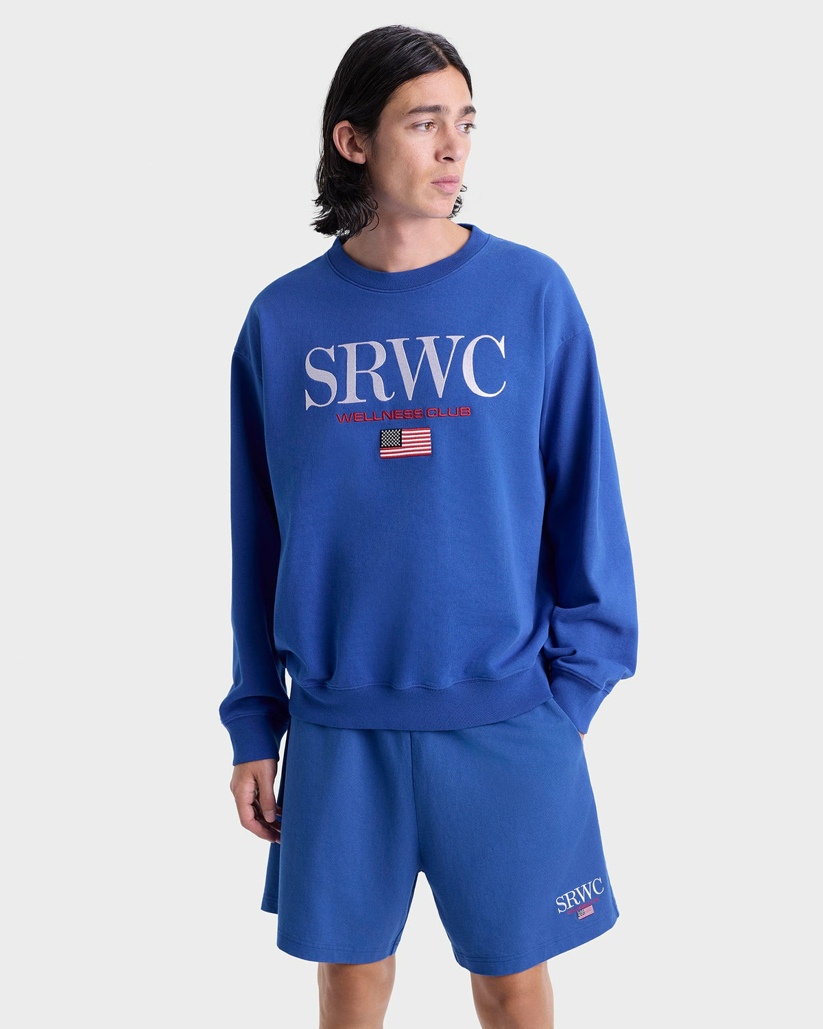 Sporty & Rich Nautical Embroidered Crewneck - Team Blue/White