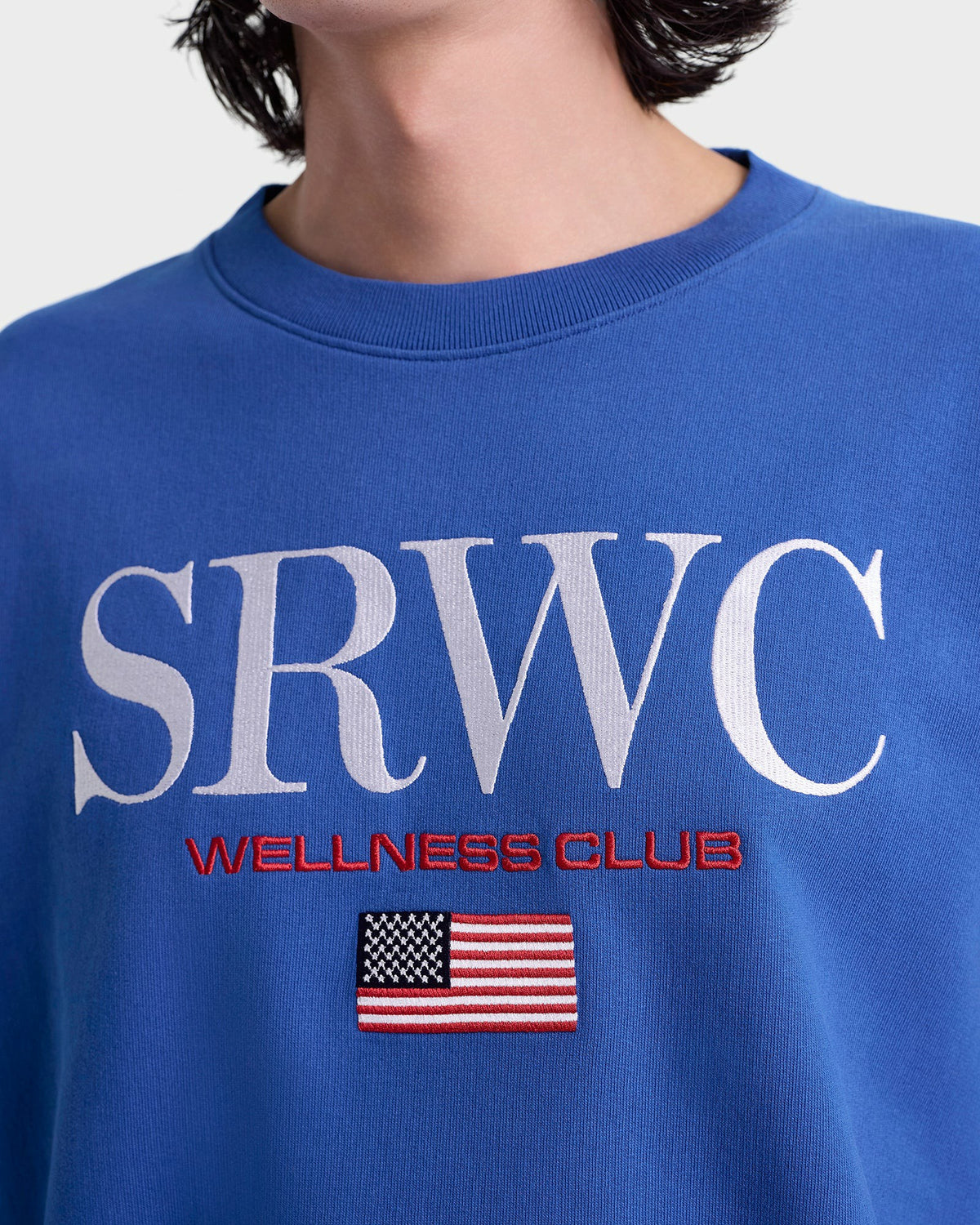 Sporty & Rich Nautical Embroidered Crewneck - Team Blue/White