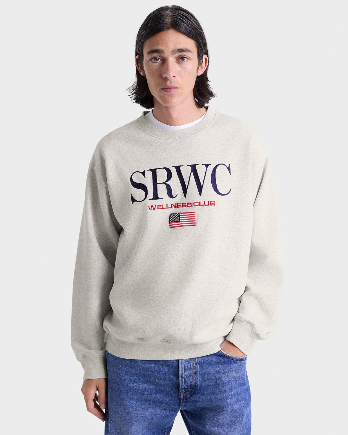 Sporty & Rich Nautical Embroidered Crewneck - Heather Gray