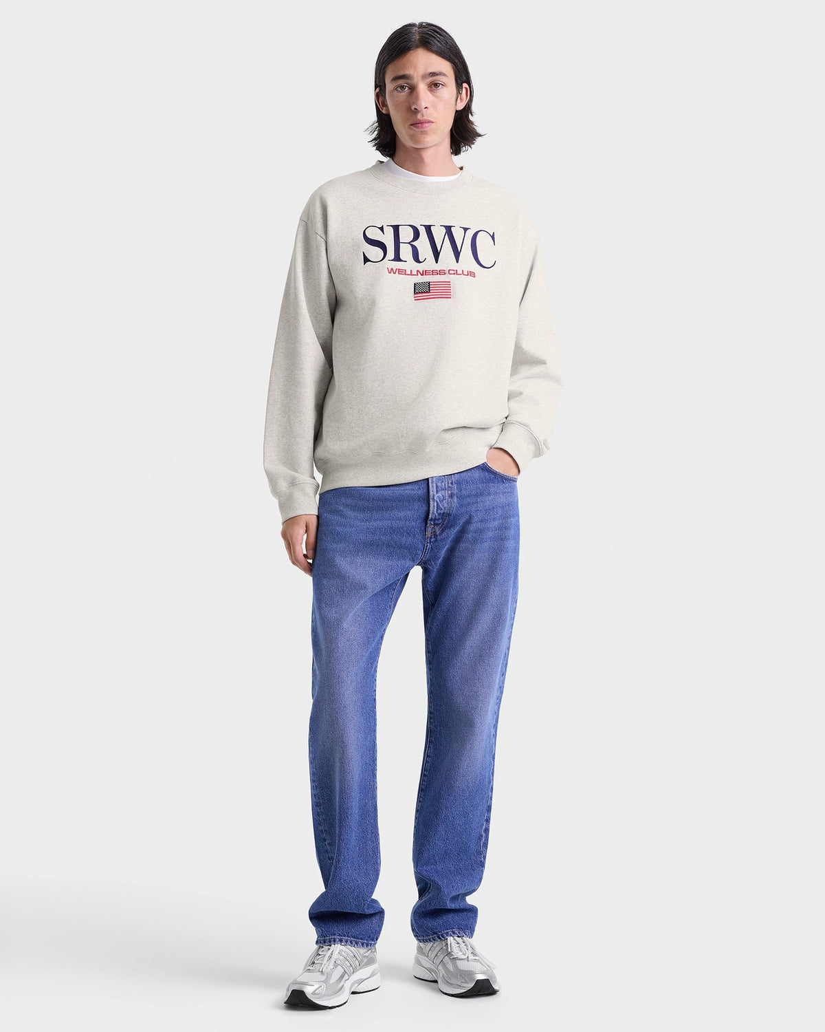 Sporty & Rich Nautical Embroidered Crewneck - Heather Gray