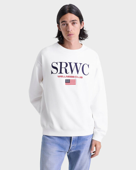 Sporty & Rich Nautical Embroidered Crewneck - White/Navy/Ruby