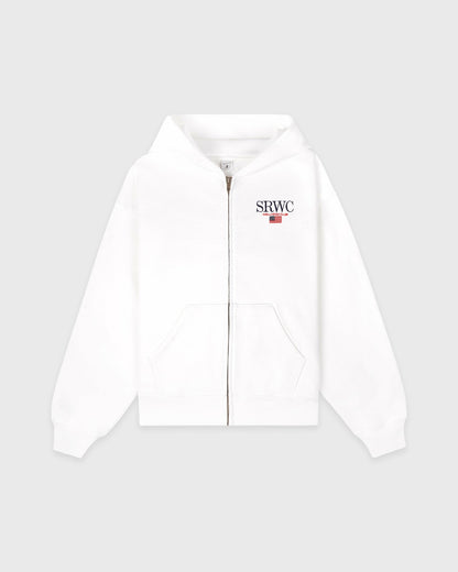 Sporty & Rich Nautical Embroidered Zip Hoodie - White