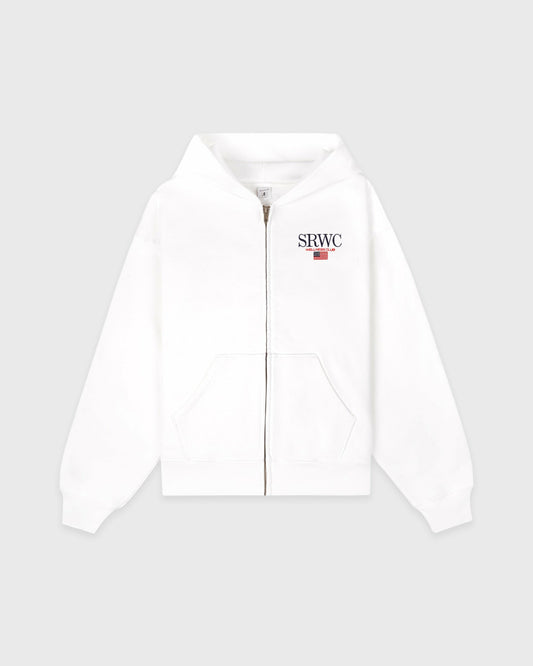 Sporty & Rich Nautical Embroidered Zip Hoodie - White