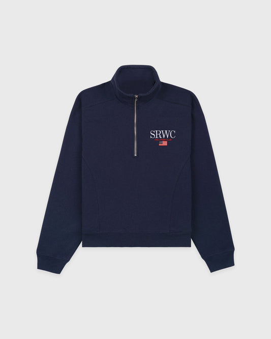 Sporty & Rich Nautical Embroidered Quarter Zip - Navy