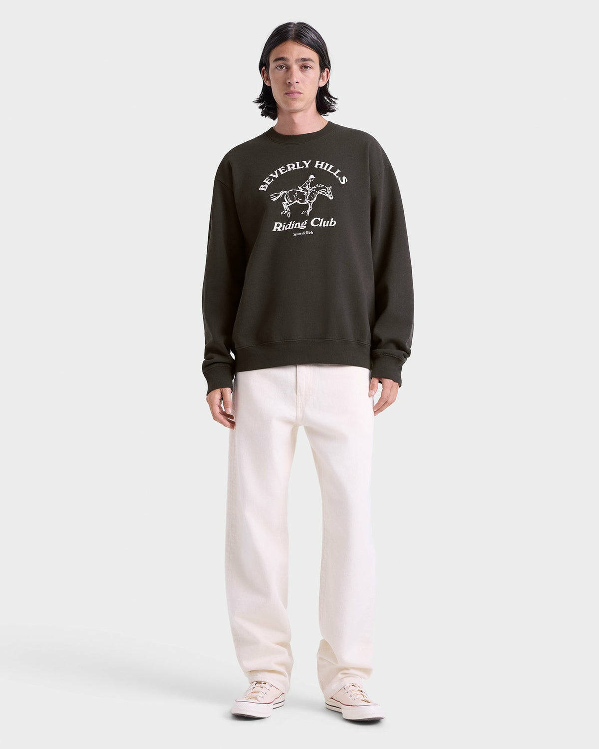 Sporty & Rich BH Riding Club Crewneck - Faded Black/White