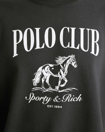 Sporty & Rich Stallion Crewneck - Faded Black/White
