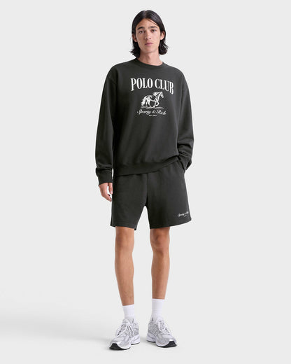 Sporty & Rich Stallion Crewneck - Faded Black/White