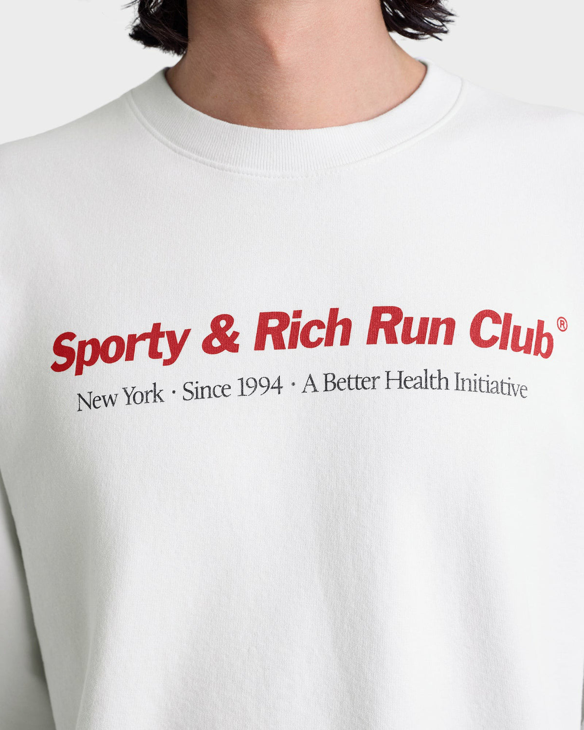 Sporty & Rich Run Club Crewneck - White/Ruby