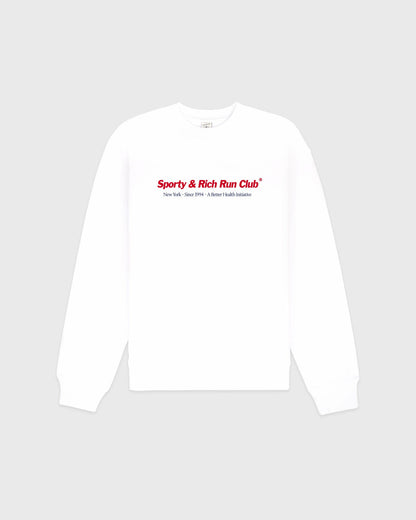Sporty & Rich Run Club Crewneck - White/Ruby