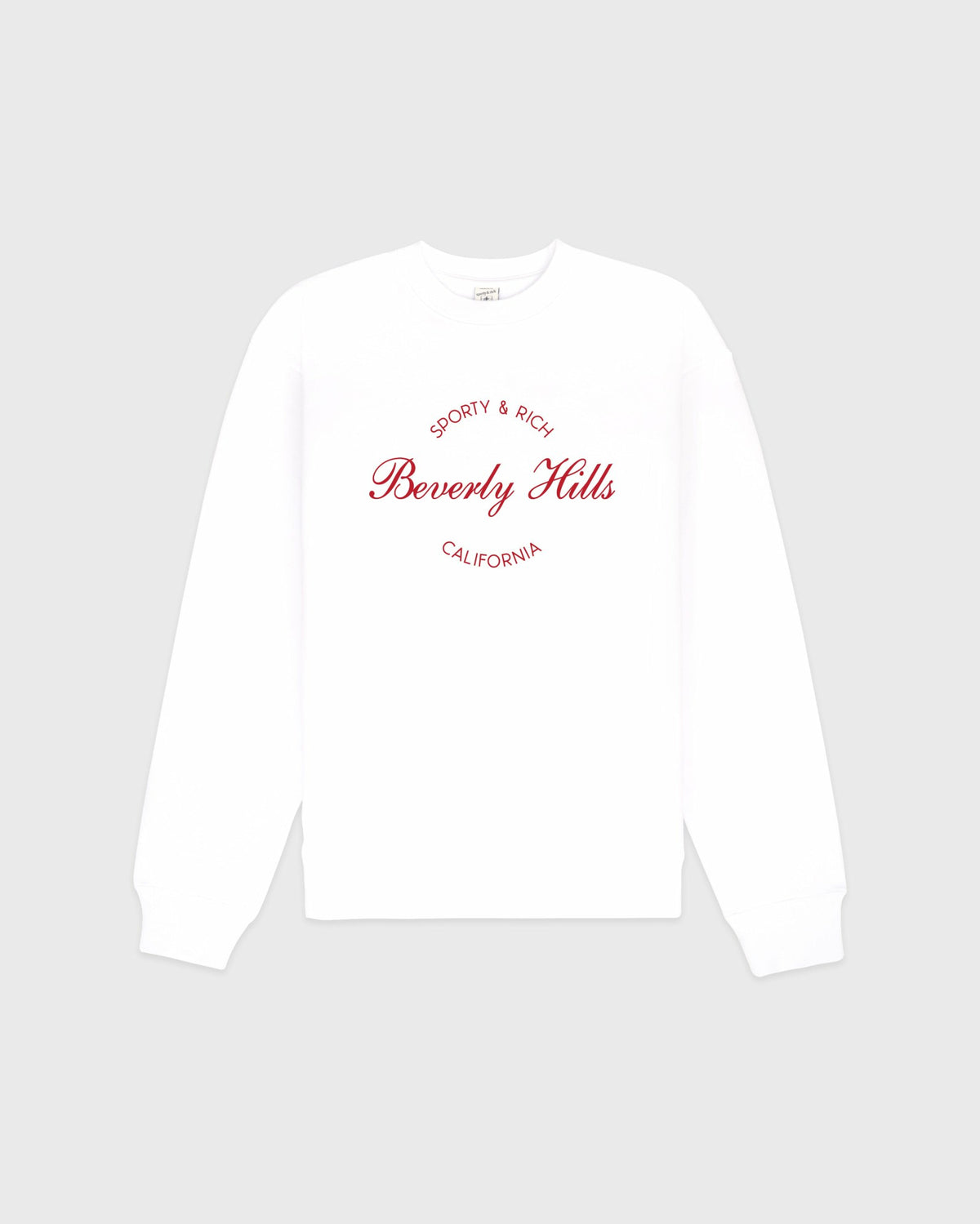 Sporty & Rich Beverly Script Crewneck - White/Ruby