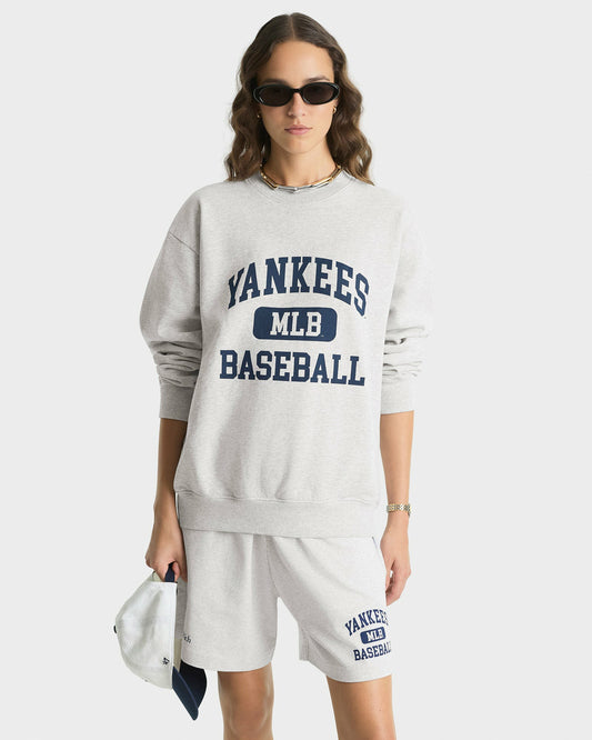 Sporty & Rich Yankees Ivy Crewneck - Heather Gray/Navy