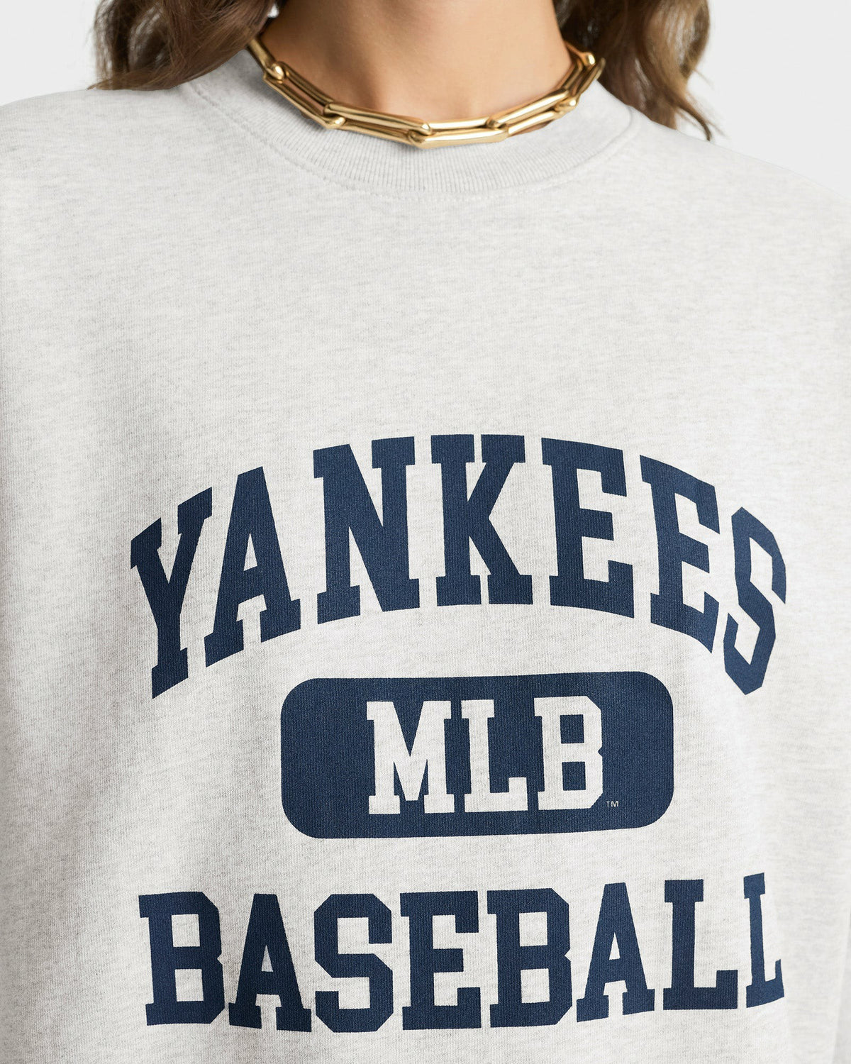 Sporty & Rich Yankees Ivy Crewneck - Heather Gray/Navy