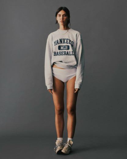Sporty & Rich Yankees Ivy Crewneck - Heather Gray/Navy