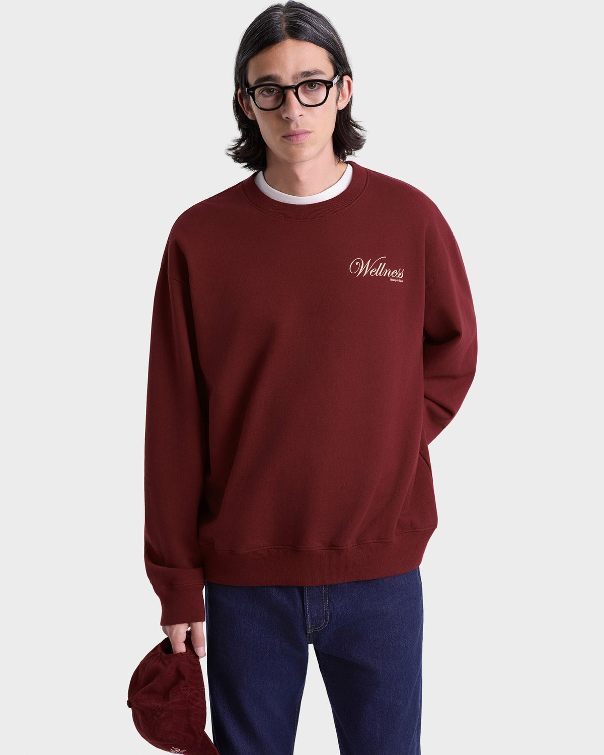 Sporty & Rich Soho Crewneck - Merlot/Cream