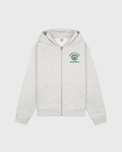 Sporty & Rich California Emblem Zip Hoodie - Heather Gray/Forest