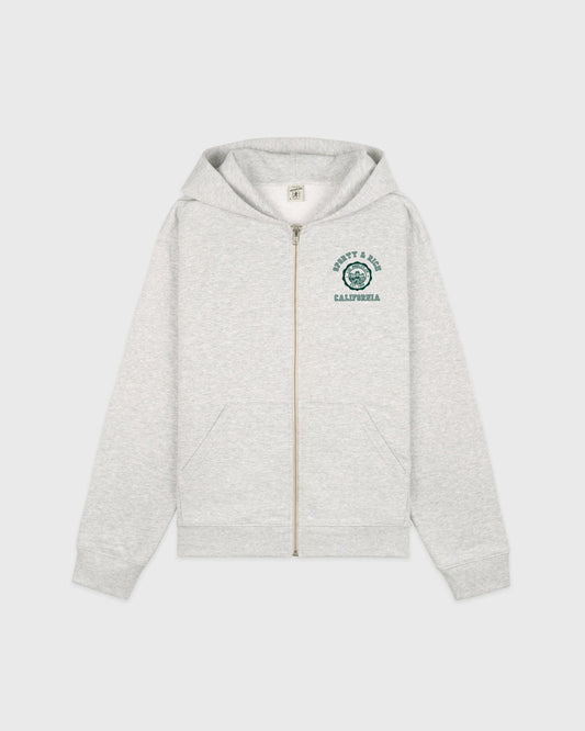 Sporty & Rich California Emblem Zip Hoodie - Heather Gray/Forest