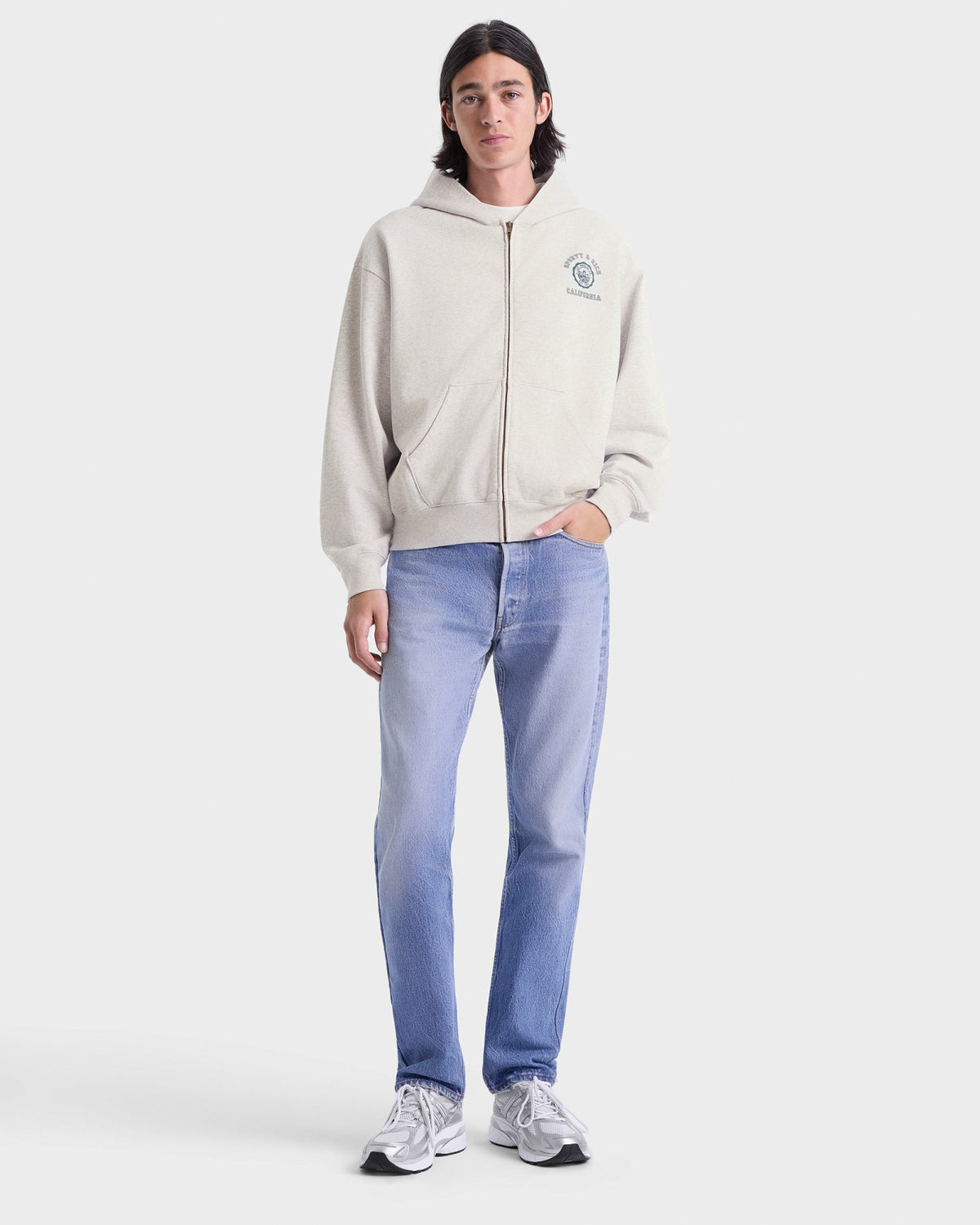 Sporty & Rich California Emblem Zip Hoodie - Heather Gray/Forest