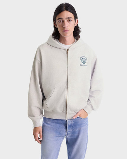 Sporty & Rich California Emblem Zip Hoodie - Heather Gray/Forest