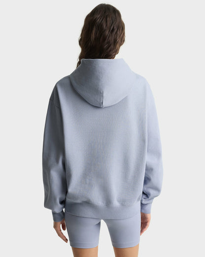 Sporty & Rich Signature Logo Embroidered Hoodie - Faded Blue/Navy