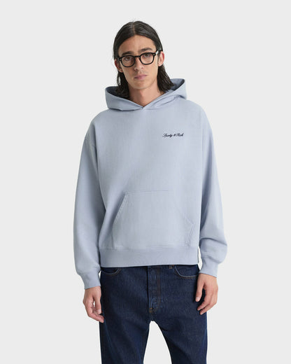 Sporty & Rich Signature Logo Embroidered Hoodie - Faded Blue/Navy