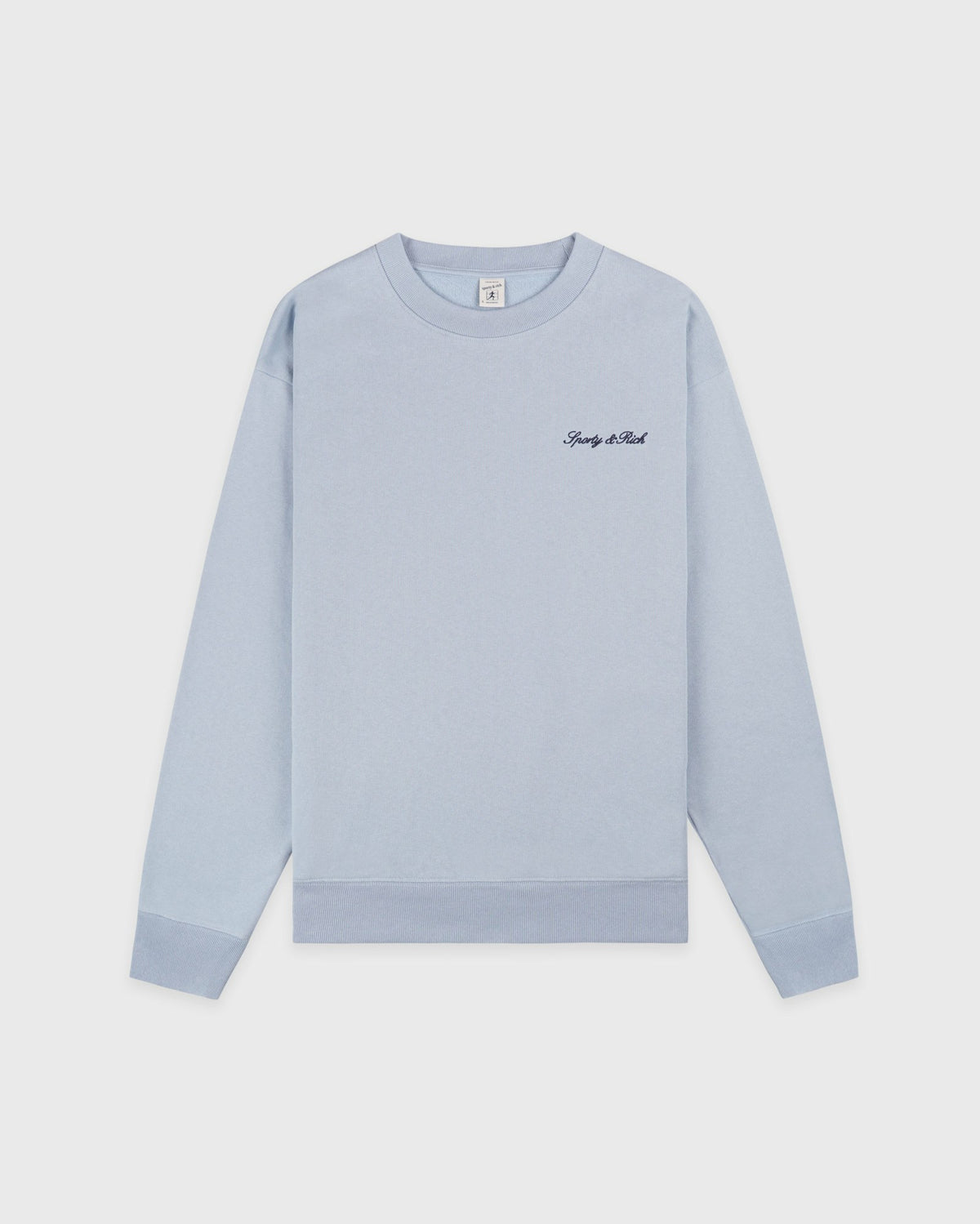 Sporty & Rich Signature Logo Embroidered Crewneck - Faded Blue/Navy