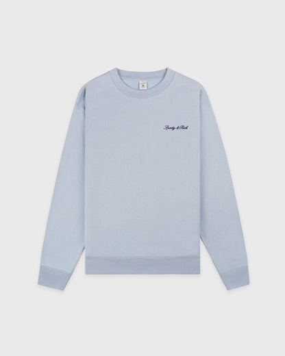 Sporty & Rich Signature Logo Embroidered Crewneck - Faded Blue/Navy