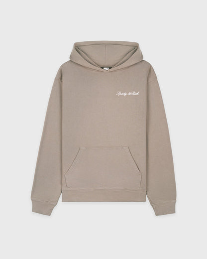 Sporty & Rich Signature Logo Embroidered Hoodie - Hazelnut/White