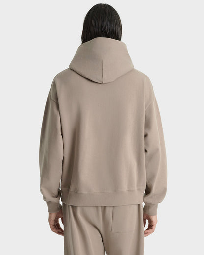 Sporty & Rich Signature Logo Embroidered Hoodie - Hazelnut/White