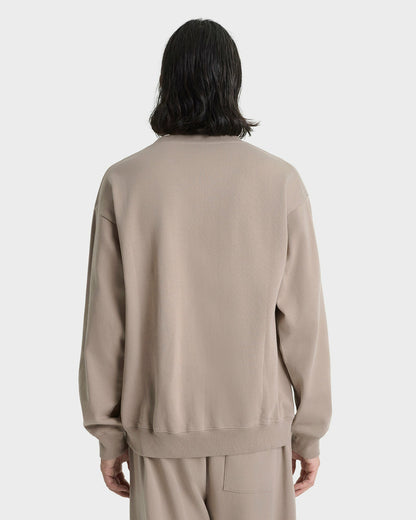 Sporty & Rich Signature Logo Embroidered Crewneck - Hazelnut/White