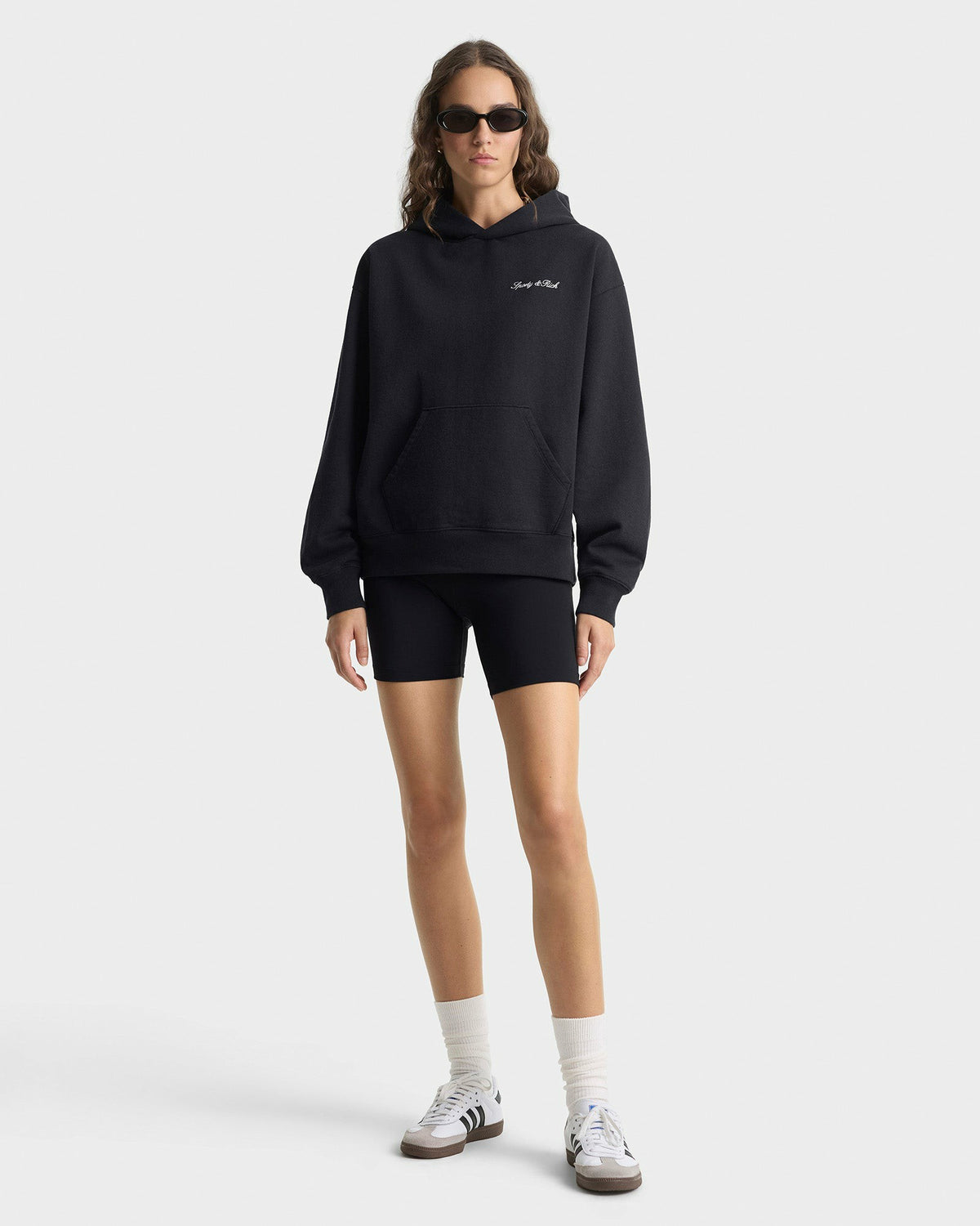 Sporty & Rich Signature Logo Embroidered Hoodie - Black/White