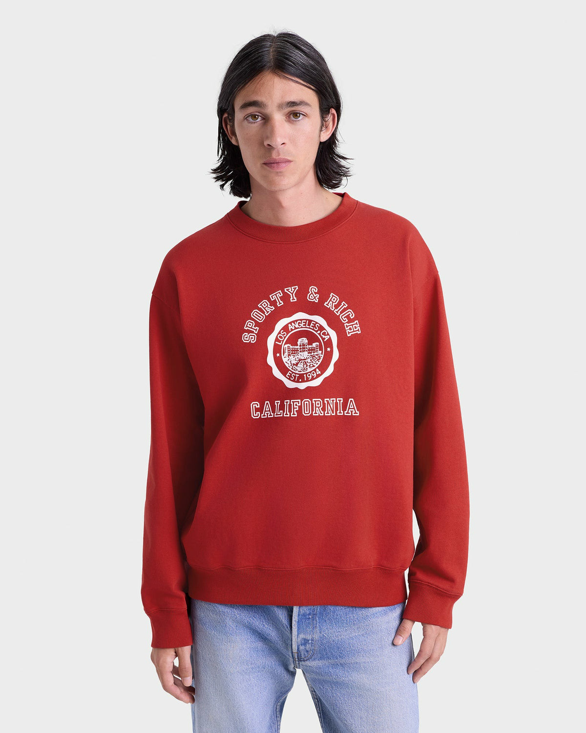 Sporty & Rich California Emblem Crewneck - Ruby/White