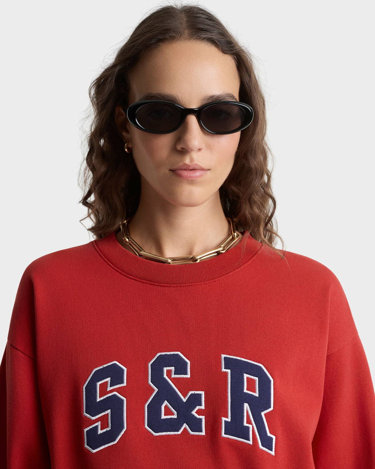 Sporty & Rich S&R Ivy Crewneck - Ruby/Navy