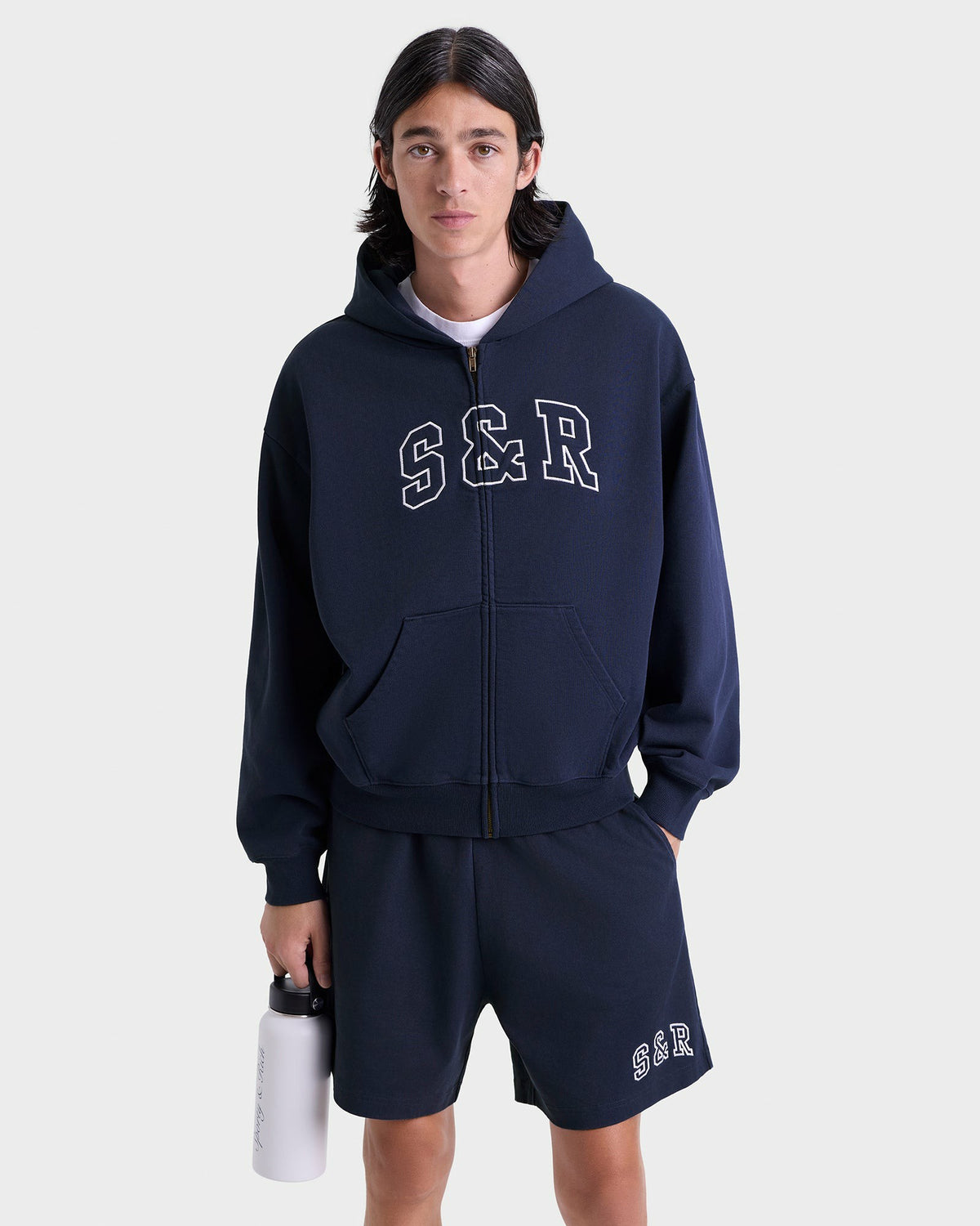 Sporty & Rich S&R Ivy Zip Hoodie - Navy/White