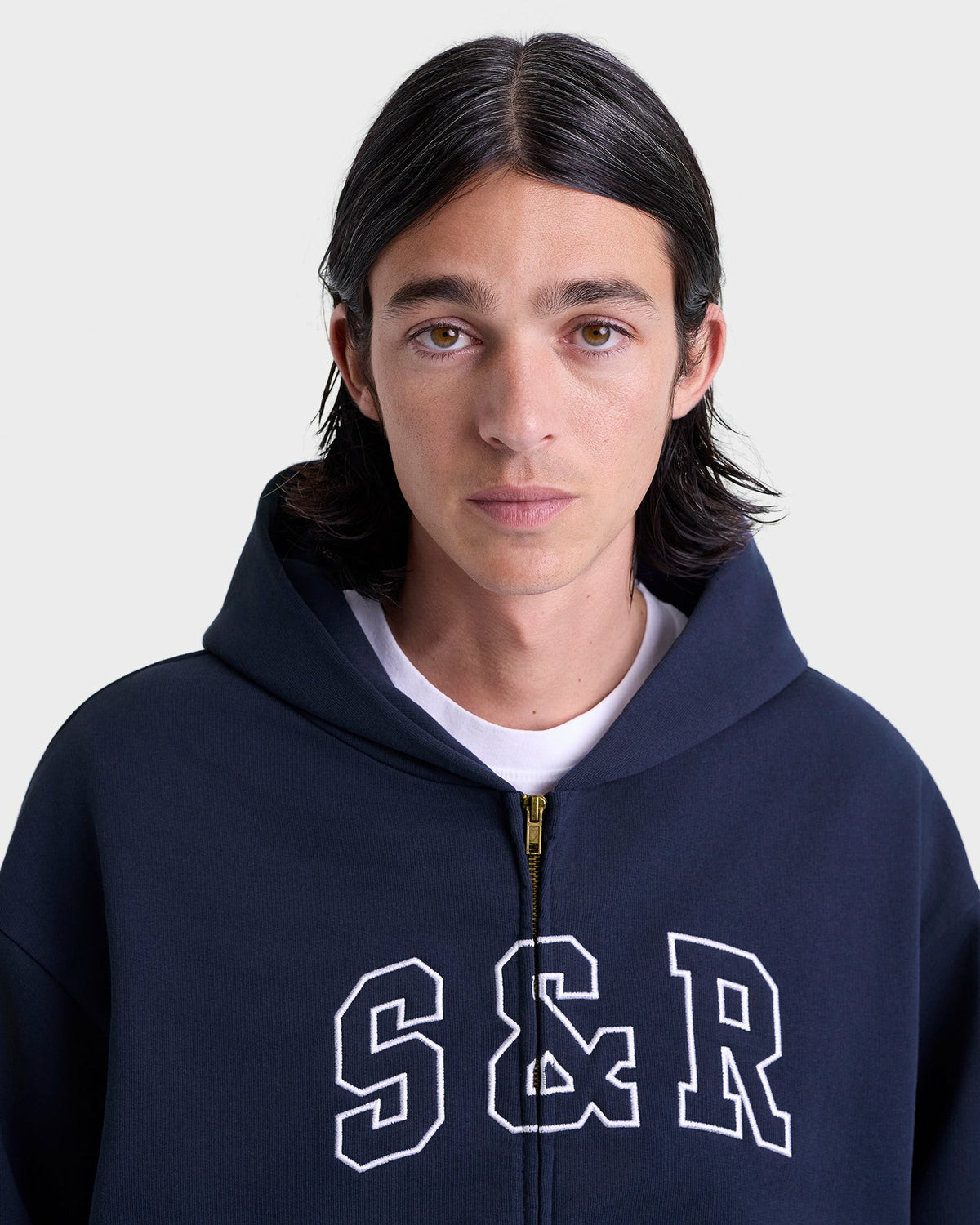 Sporty & Rich S&R Ivy Zip Hoodie - Navy/White