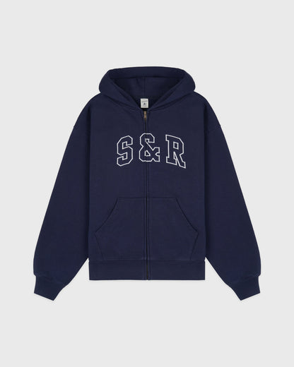 Sporty & Rich S&R Ivy Zip Hoodie - Navy/White