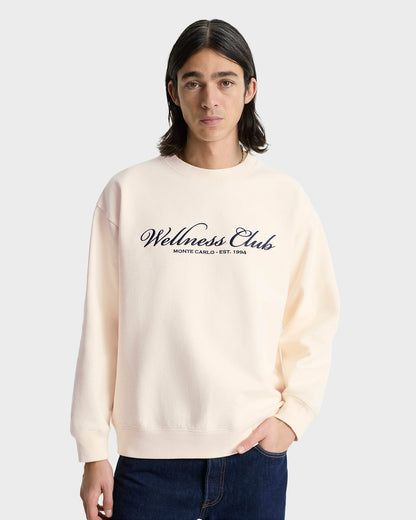 Sporty & Rich Wellness Club Embroidered Crewneck - Cream/Navy