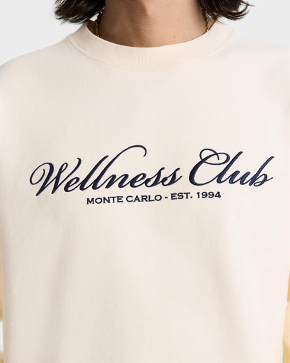 Sporty & Rich Wellness Club Embroidered Crewneck - Cream/Navy