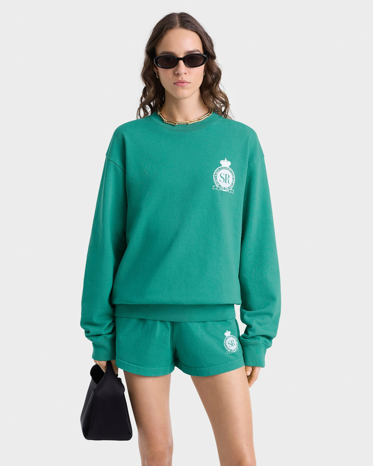 Sporty & Rich Royal Club Crewneck - Spring Green/White