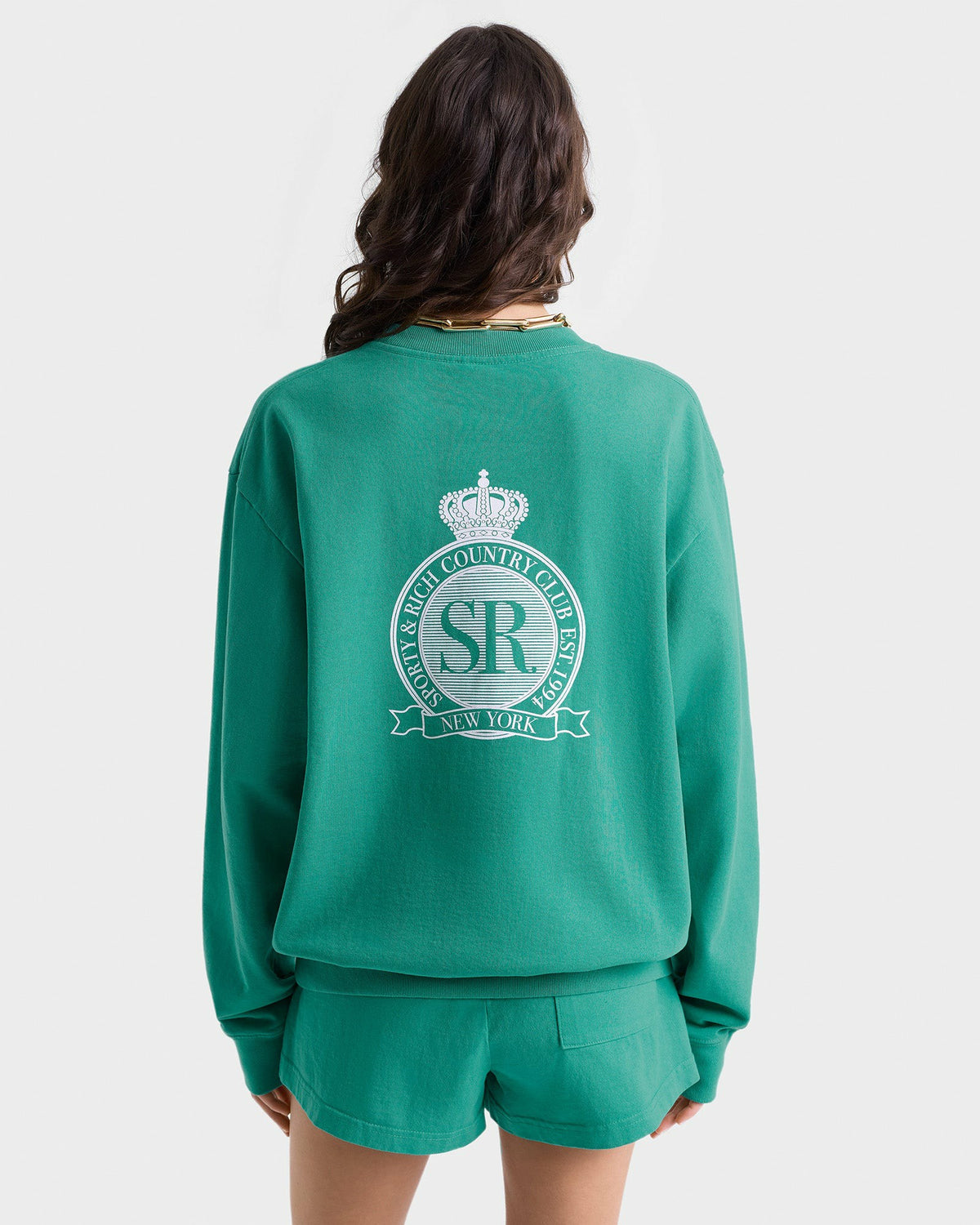 Sporty & Rich Royal Club Crewneck - Spring Green/White