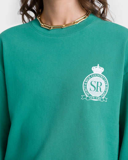 Sporty & Rich Royal Club Crewneck - Spring Green/White