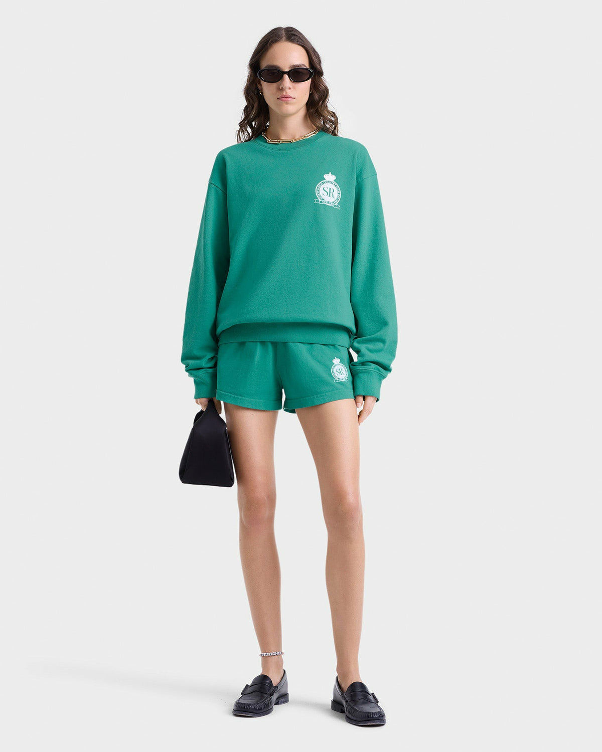 Sporty & Rich Royal Club Crewneck - Spring Green/White